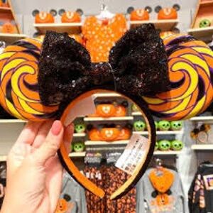 Disney Parks Halloween Sweet & Spooky Lollipop Candy Swirl Minnie Ears Headband